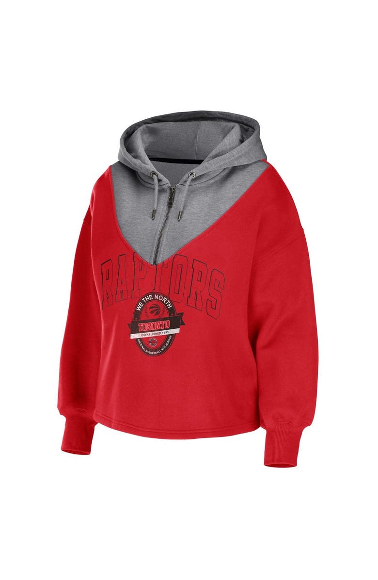 WEAR by Erin Andrews Women's WEAR by Erin Andrews Red Toronto Raptors Pieced Quarter-Zip Hoodie Jacket, Alternate, color, Red