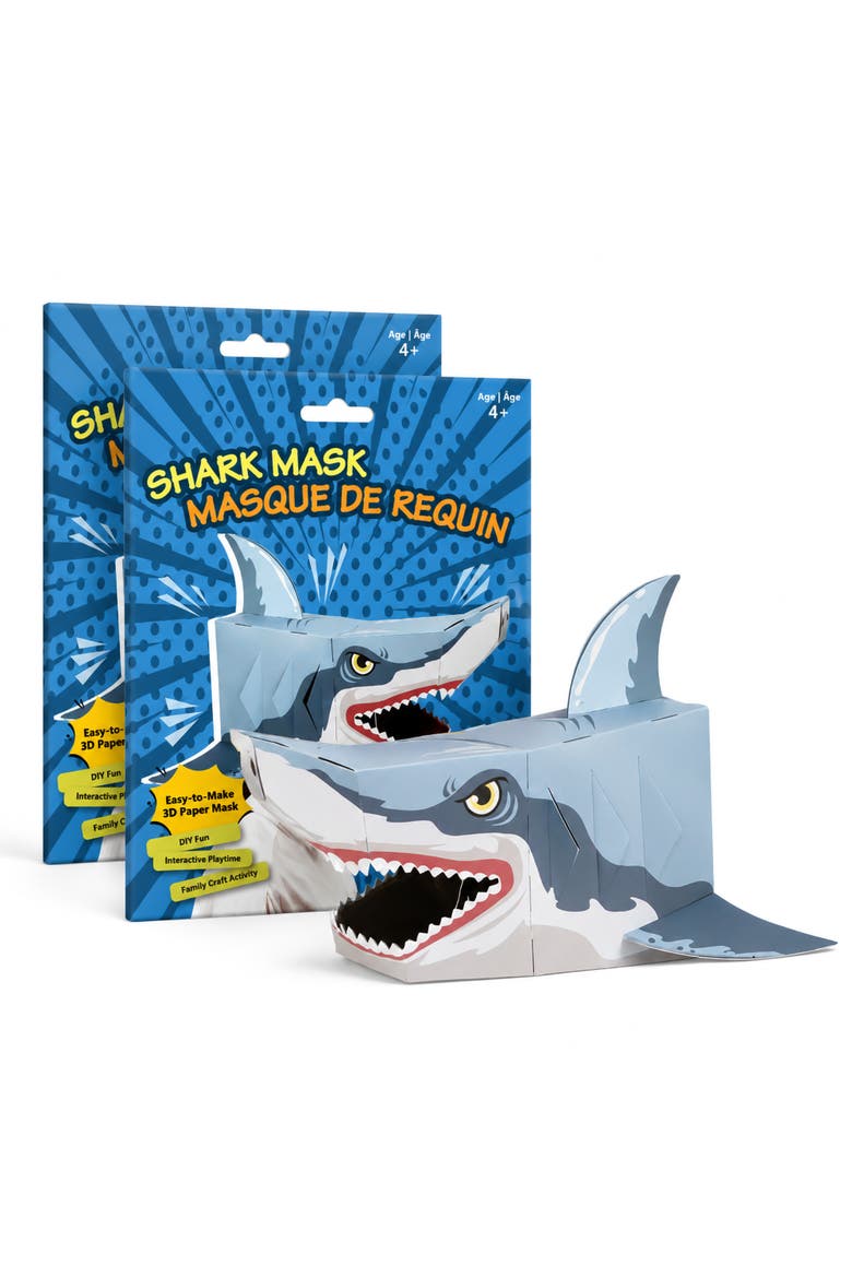 3D Shark Mask Craft for Kids (2 Pack), Easy Diy Activity for Creative Play & Family Craft Time, Main, color, Blue