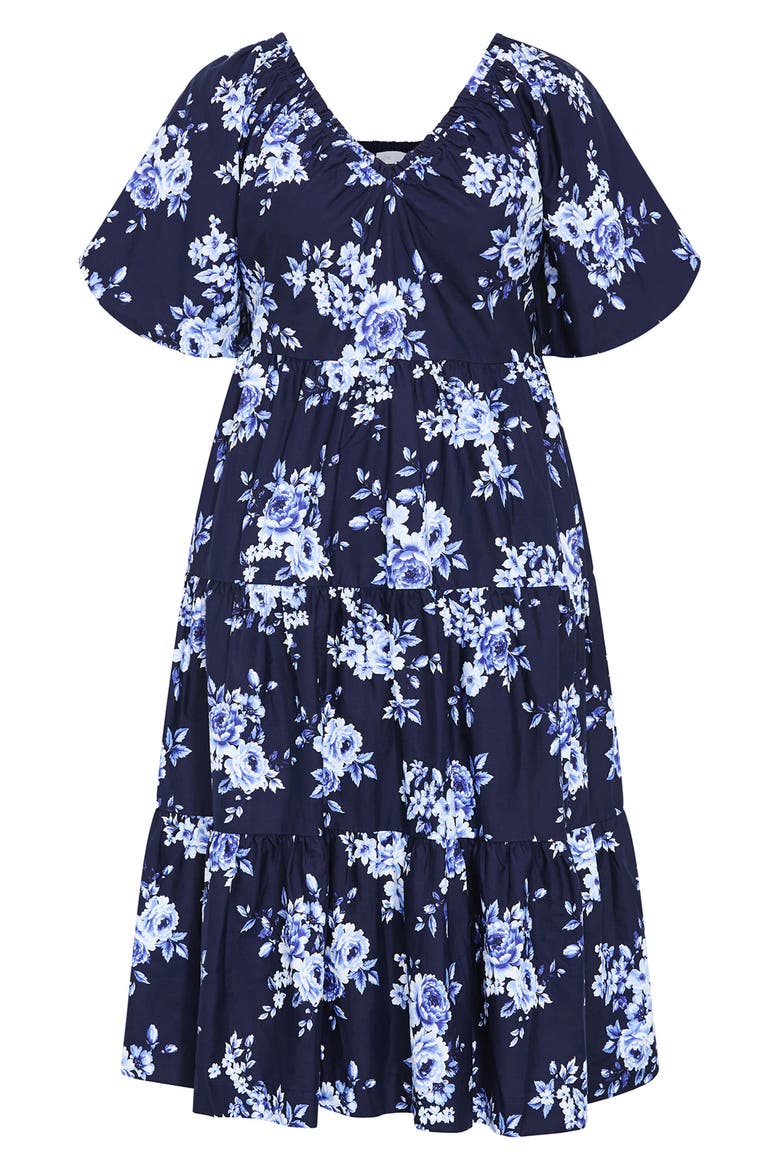 Fantasy Print Flared Midi Dress, Alternate, color, AMALFI FLORAL