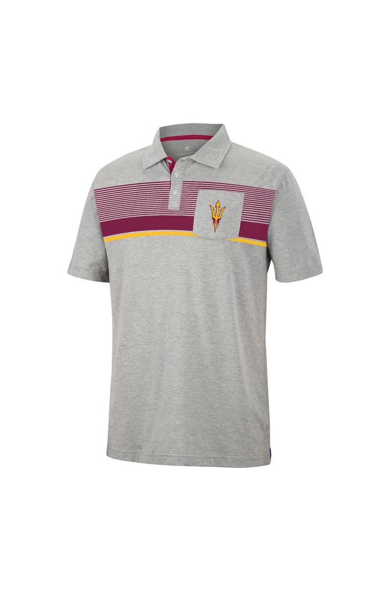 COLOSSEUM Men's Colosseum Heathered Gray Arizona State Sun Devils Golfer Pocket Polo, Alternate, color, 