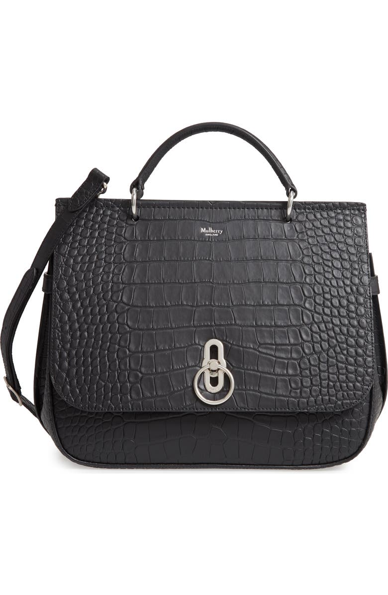 Mulberry Amberley Croc Embossed Leather Satchel, Main, color,