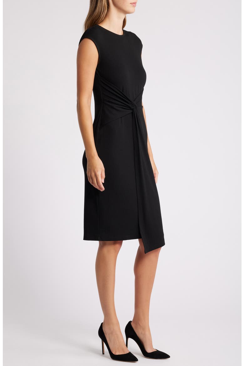 Twist Front Cap Sleeve Dress, Alternate, color, ANNE BLACK