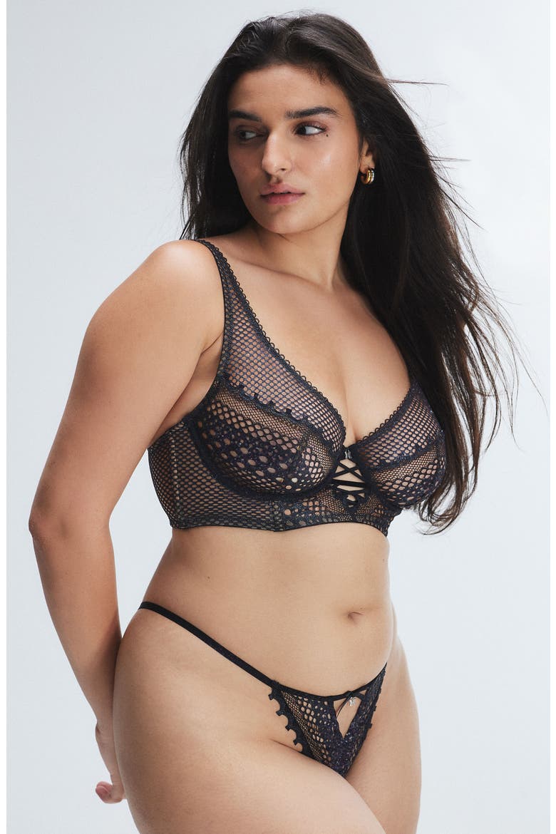 Starlet Nights Lace High Apex Bra, Alternate, color, BLACK CAVIAR/ BLACK FOIL