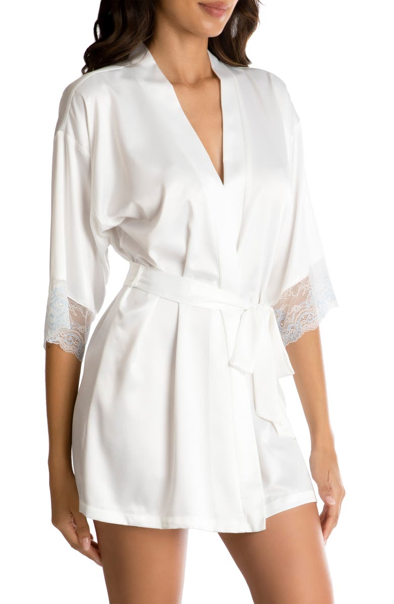 In Bloom by Jonquil Lace Trim Robe, Alternate, color, Ivory