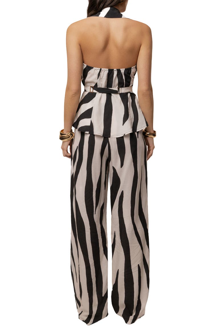 Zebra Tailored Halter Top, Alternate, color, Ivory