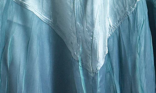 Komarov Bell Sleeve Charmeuse & Chiffon Cocktail Dress In Marine Night Ombre