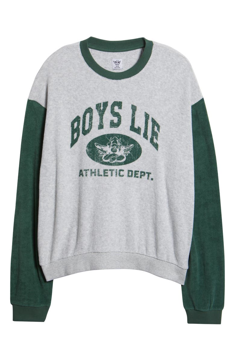 BOYS LIE Athletics Kara Crewneck Sweatshirt, Alternate, color, Green / Heather Grey