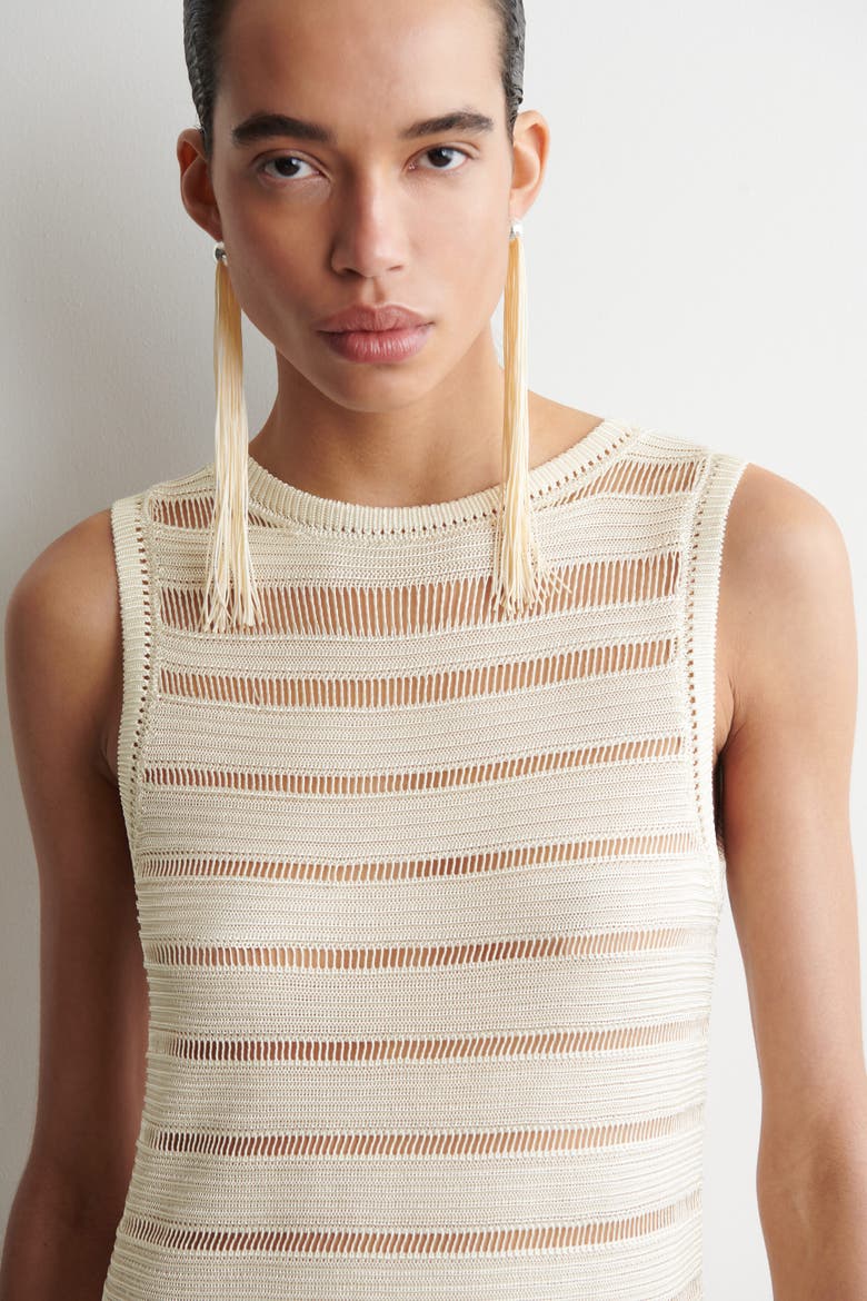 Ladder-stitch Knitted Top, Alternate, color, CREAM