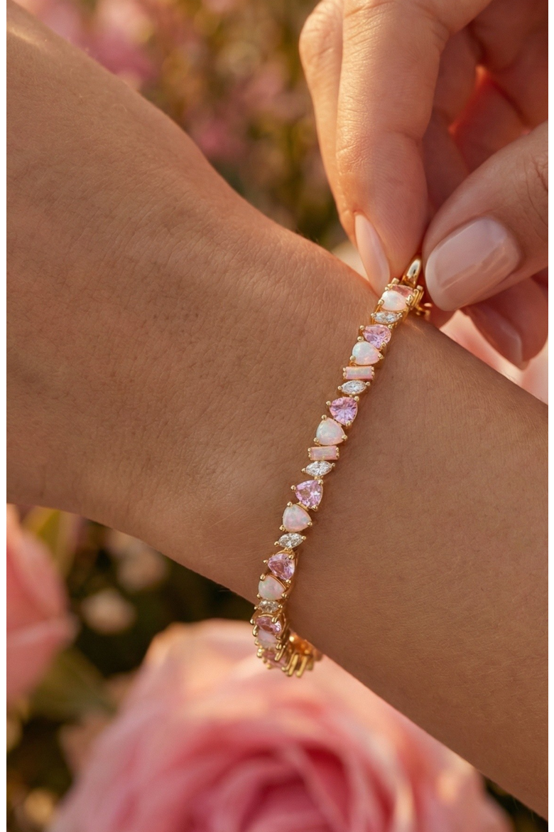 Vienna Opal Tennis Bracelet, Alternate, color, Pink