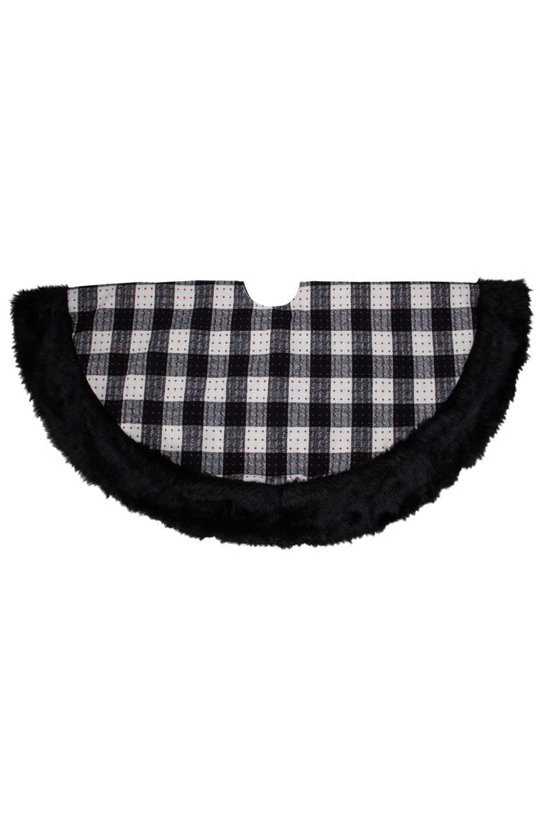 Northlight Buffalo Plaid Christmas Tree Skirt - 48" - Black and White, Alternate, color, White