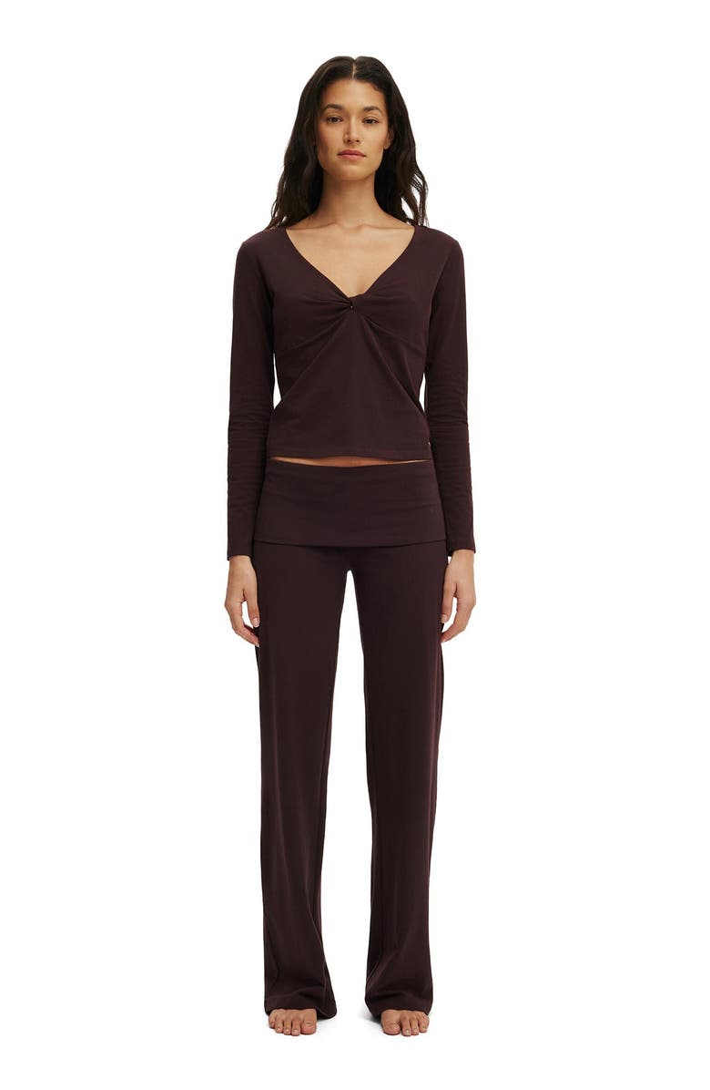 COTTON ON BODY Women
s Dreamy Soft Twist Detail Top, Alternate, color, Chocolate Plum