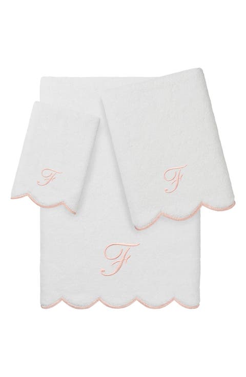 Scalloped 3-Piece Personalized Towel Set