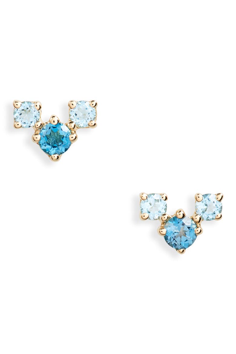 Blue Topaz Stud Earrings (Nordstrom Exclusive), Main, color, 14KY 6RD0.33