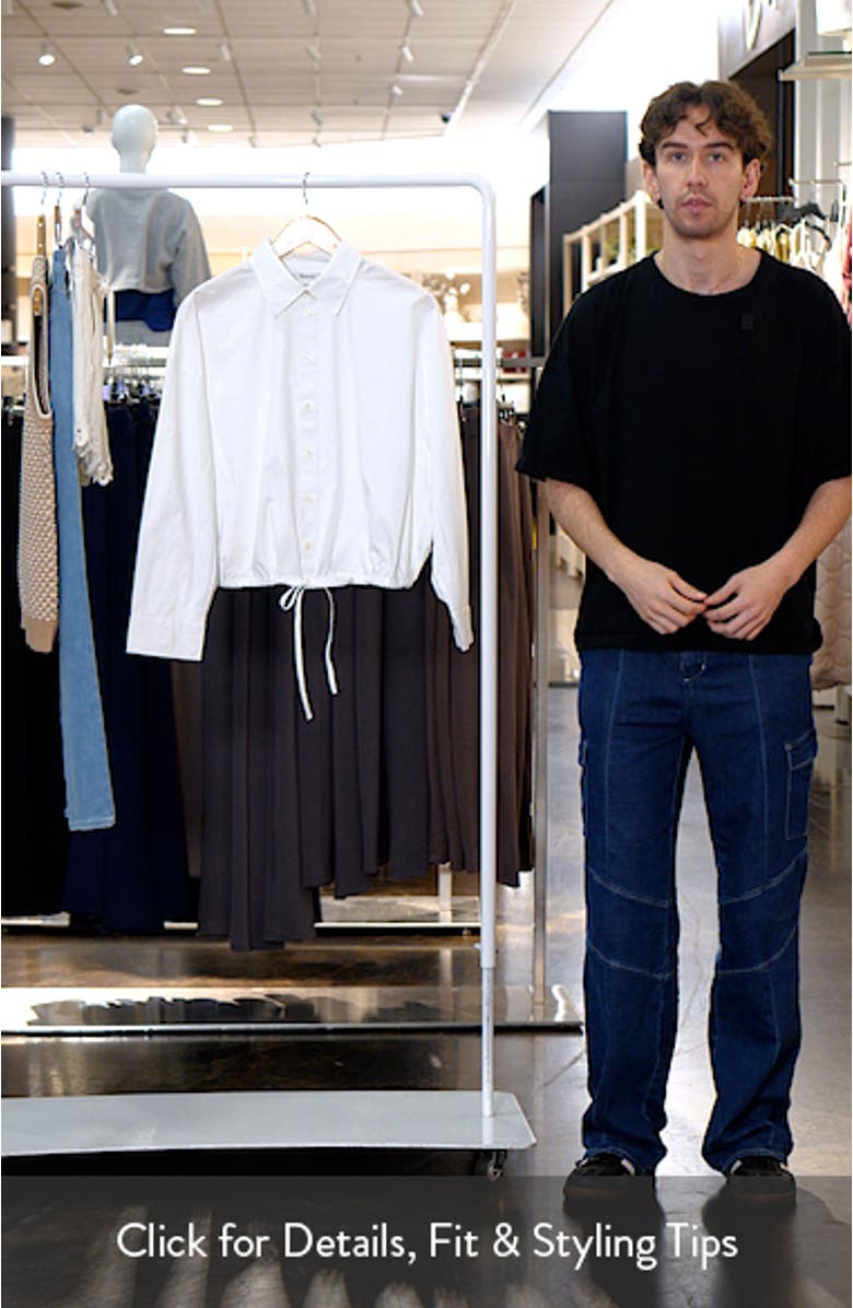 Drawstring Button-Up Shirt in Cotton Poplin, sales video thumbnail