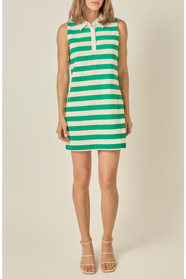 Striped Sleeveless Knit Minidress, Main, color, GREEN/ WHITE STRIPE