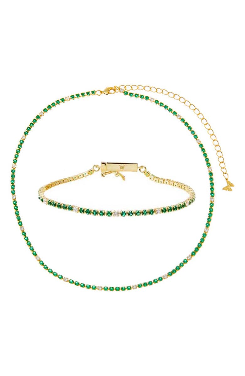BY ADINA EDEN Cubic Zirconia Tennis Choker Necklace & Bracelet Set, Main, color, 