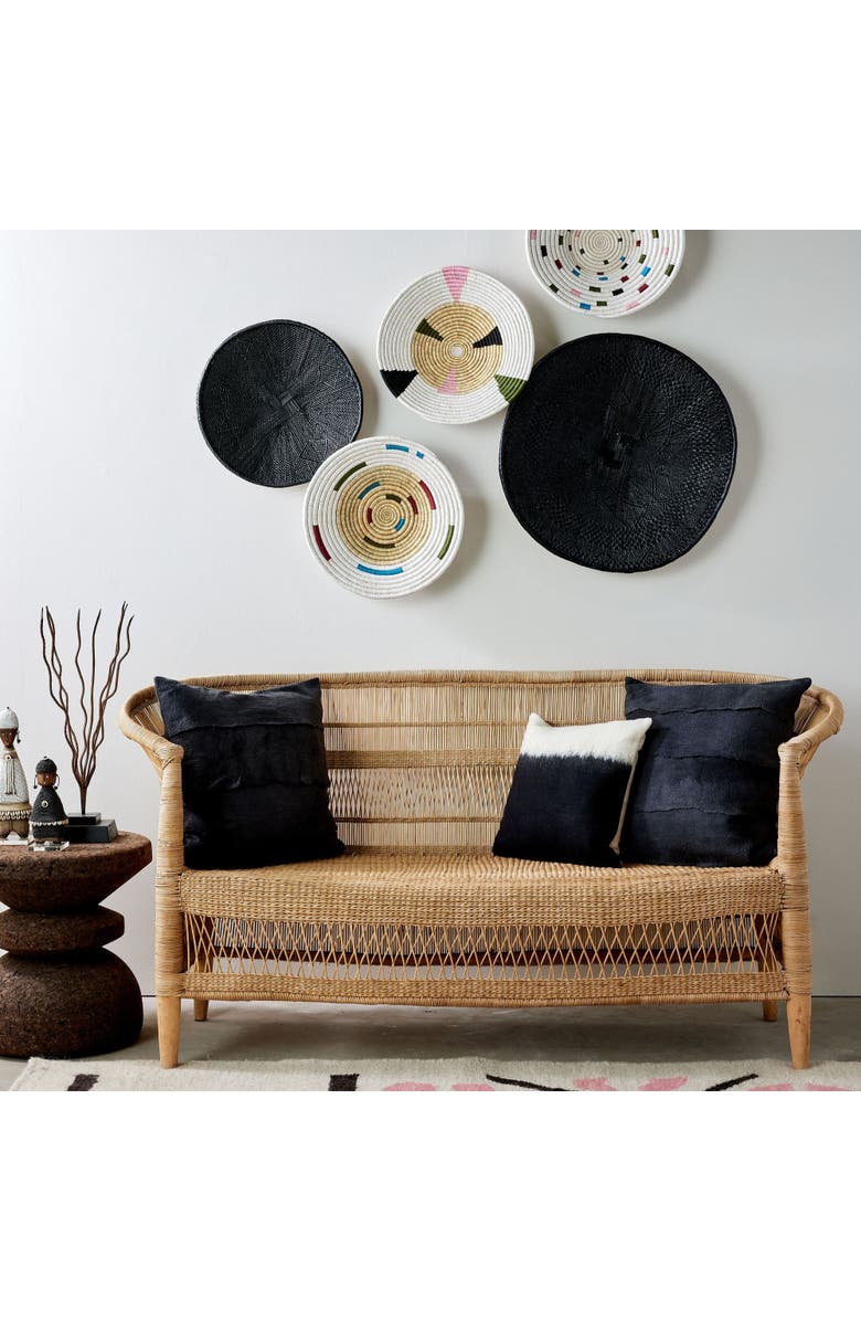 kanju Interiors Hand-Painted Black Binga Flat Basket, Alternate, color, Black