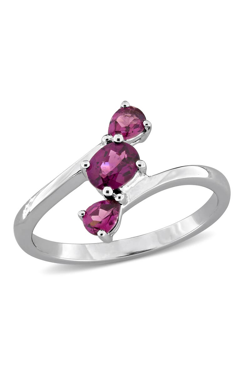 Rhodolite 3-Stone Ring Sterling Silver, Main, color, Rhodolite
