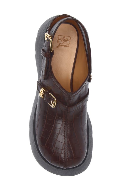 Ganni Crocodile-effect Buckle Pumps In Multi