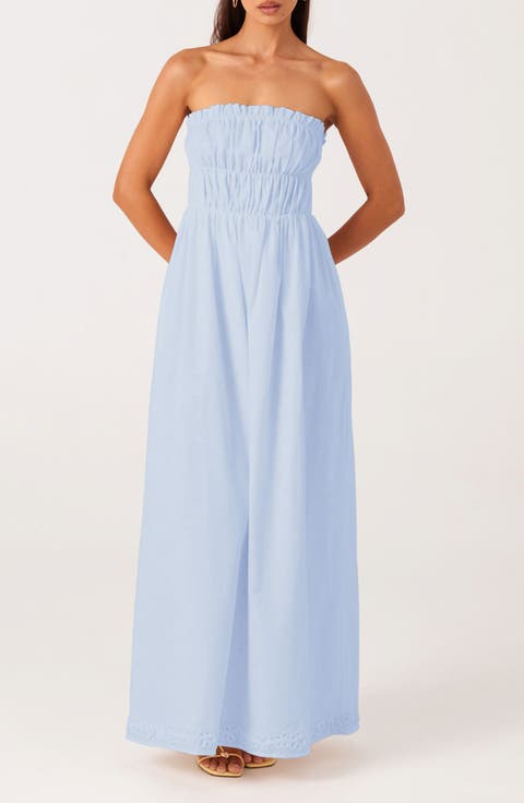 Ines Strapless Linen & Cotton Maxi Dress