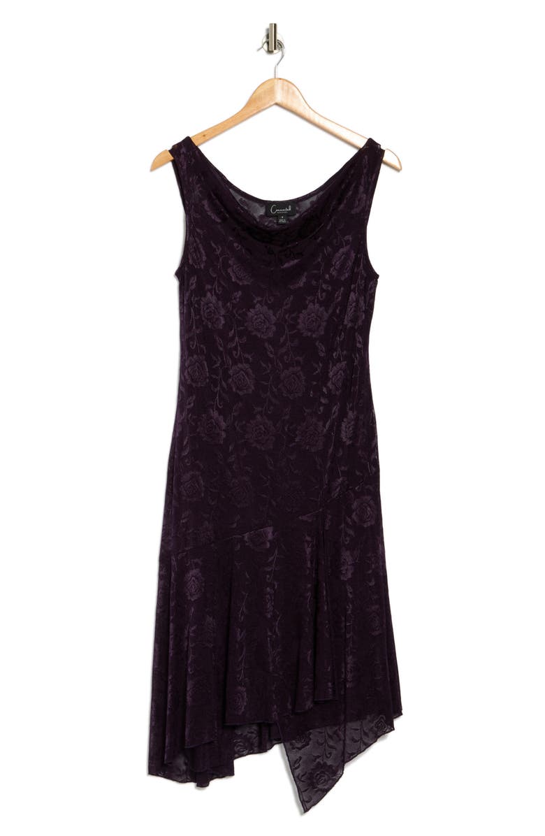 Connected Apparel Floral Sleeveless A-line Midi Dress, Alternate, color, Aubergine