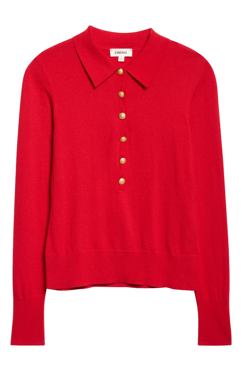 L'AGENCE Sterling Collar Sweater, Main, color, Engine Red/ Gold