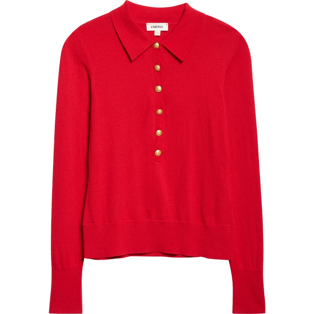 L'agence Sterling Collar Sweater In Red