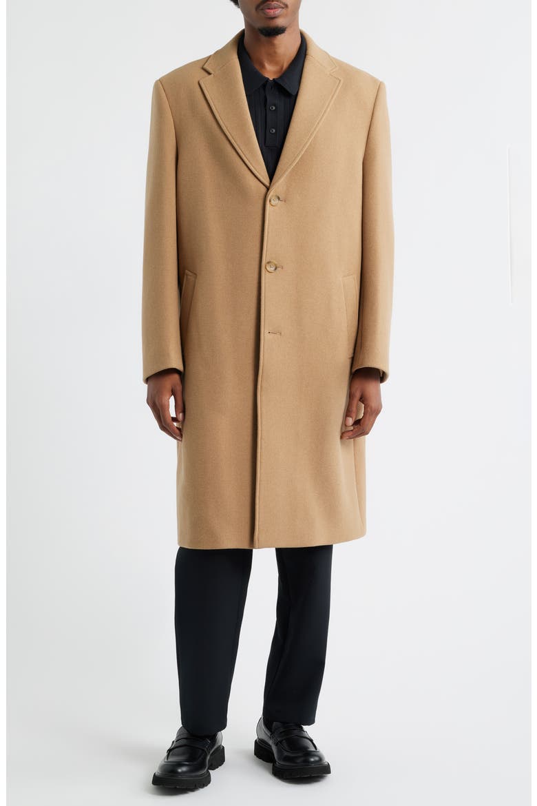 Wool Blend Melton Overcoat, Alternate, color, TAN TIGER
