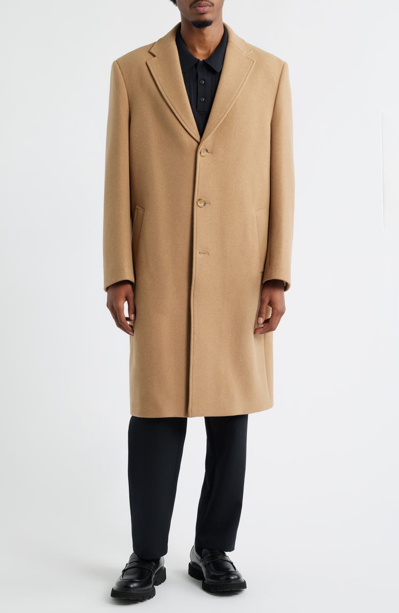 Open Edit Wool Blend Melton Overcoat, Alternate, color, Tan Tiger