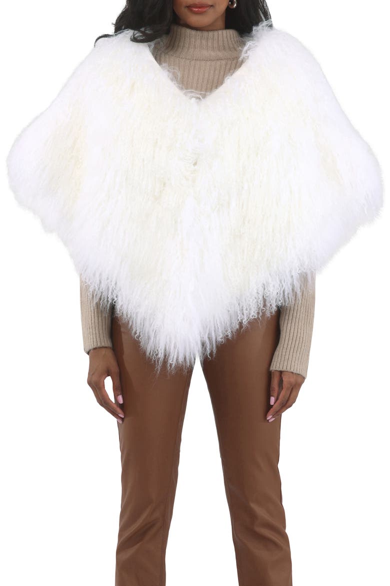 Select Genuine Shearling Shawl, Alternate, color, WHITE