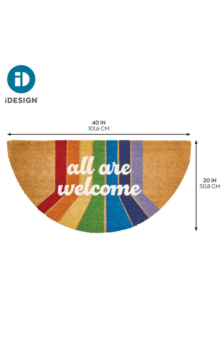 mDesign Half-Round Coir Welcome Doormat with Rainbow Design, Natural Fiber Indoor/Outdoor Entryway Mat, Natural/Multi, Alternate, color, Natural