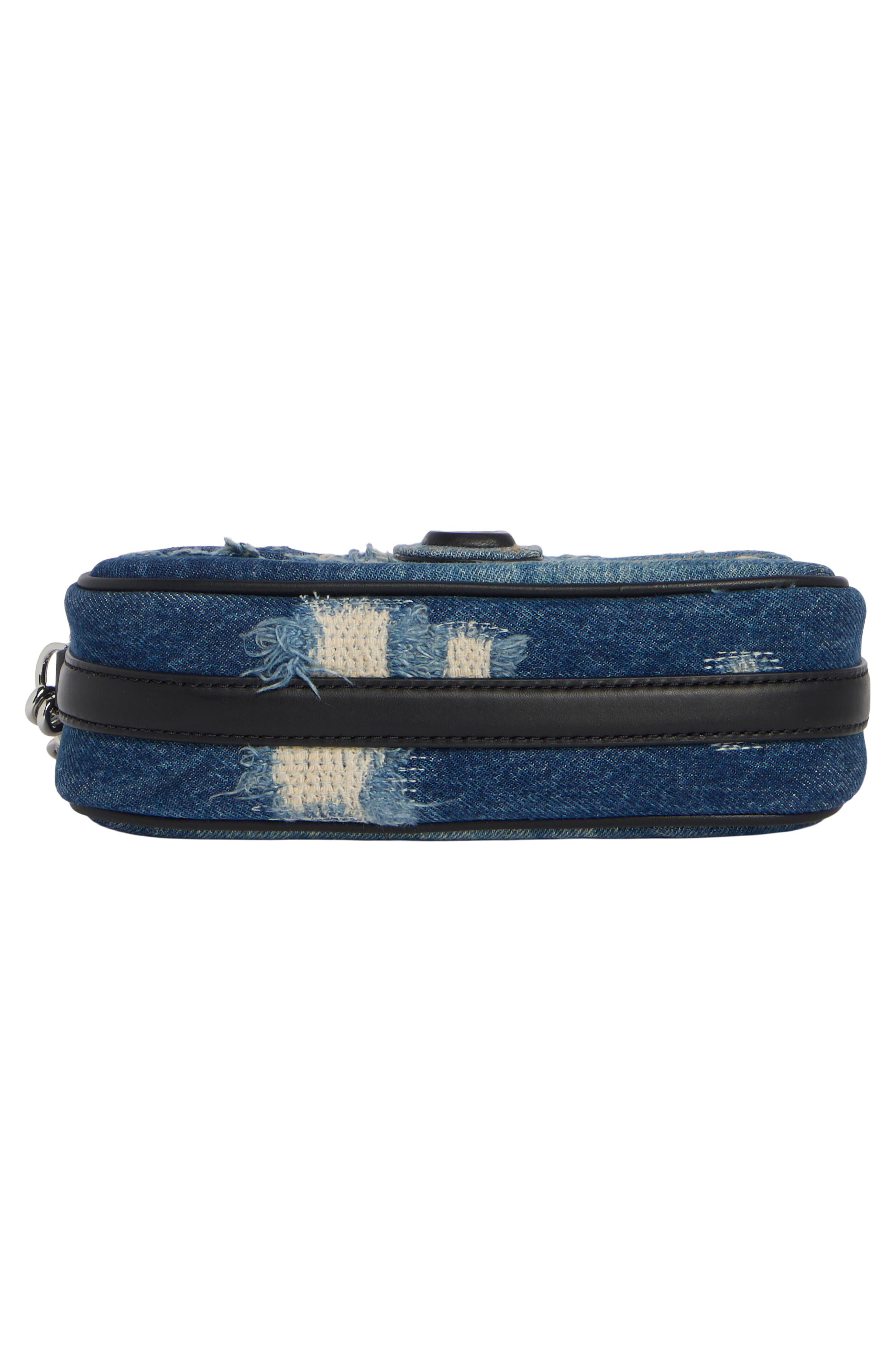 The Clover Distressed Denim Shoulder Bag, Alternate, color, PUNK INDIGO