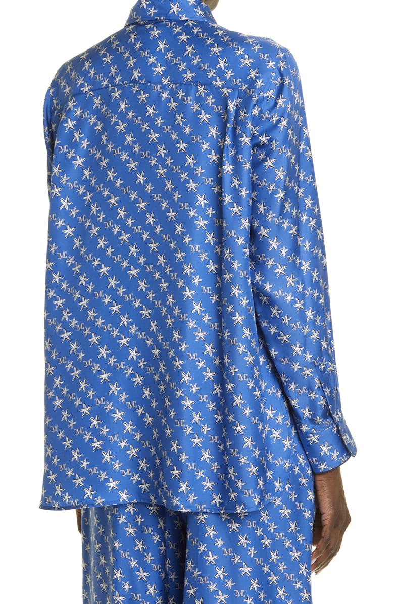 Max Mara London Starfish Print Silk Blouse, Alternate, color, 