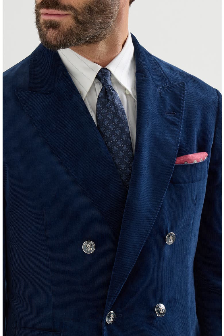 Silk tie with geometric floral pattern, Alternate, color, Navy Blue