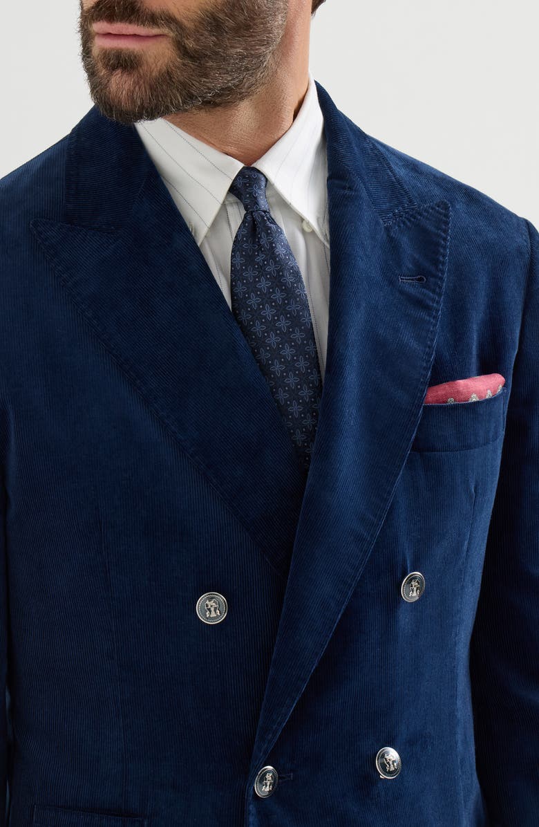 Brunello Cucinelli Silk tie with geometric floral pattern, Alternate, color, Navy Blue