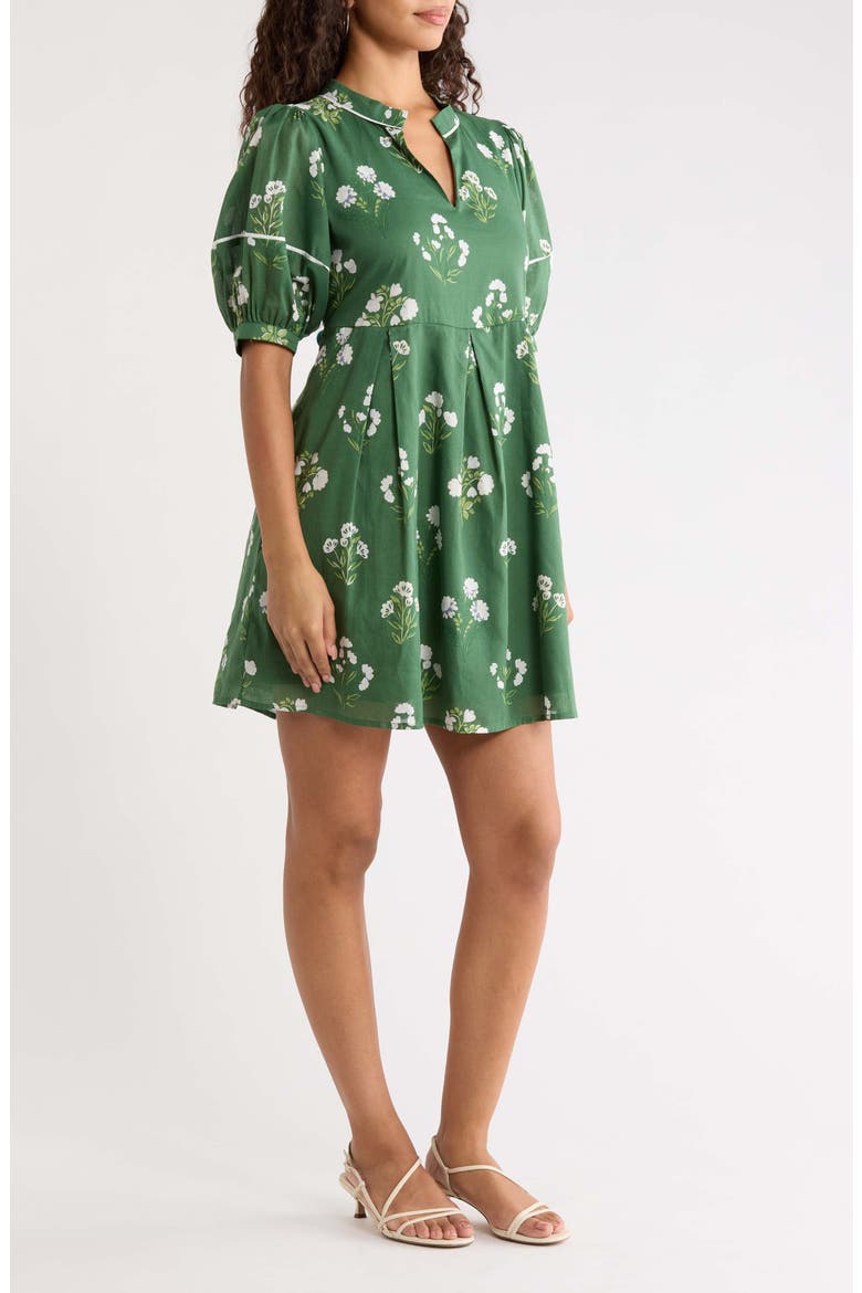 Kestrel Floral Fawna Cotton Shift Dress, Alternate, color, CREAM-GREEN