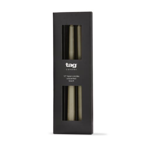 Tag Sage Green Taper Candles Set Of 4 Unscented Smokeless In Brown