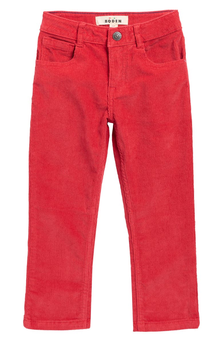 Mini Boden Kids' Stretch Corduory Pants, Main, color, Red