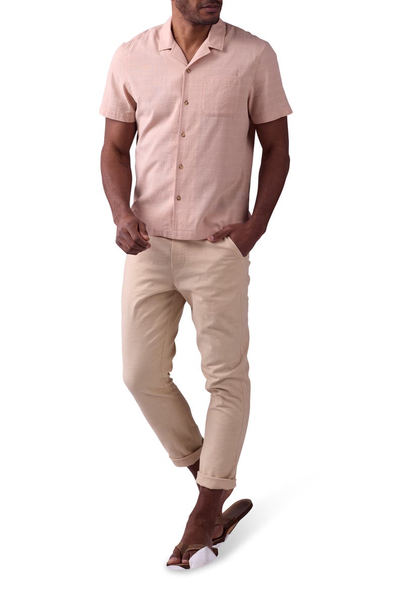 Freshwater Cotton Camp Shirt, Alternate, color, DUSTY ROSE DOBBY