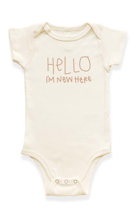 Hello I'm New Here - Organic Short Sleeve Baby Bodysuit