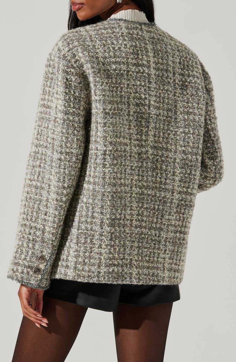 ASTR the Label Perona Plaid Bouclé Knit Coat, Alternate, color, Grey Taupe