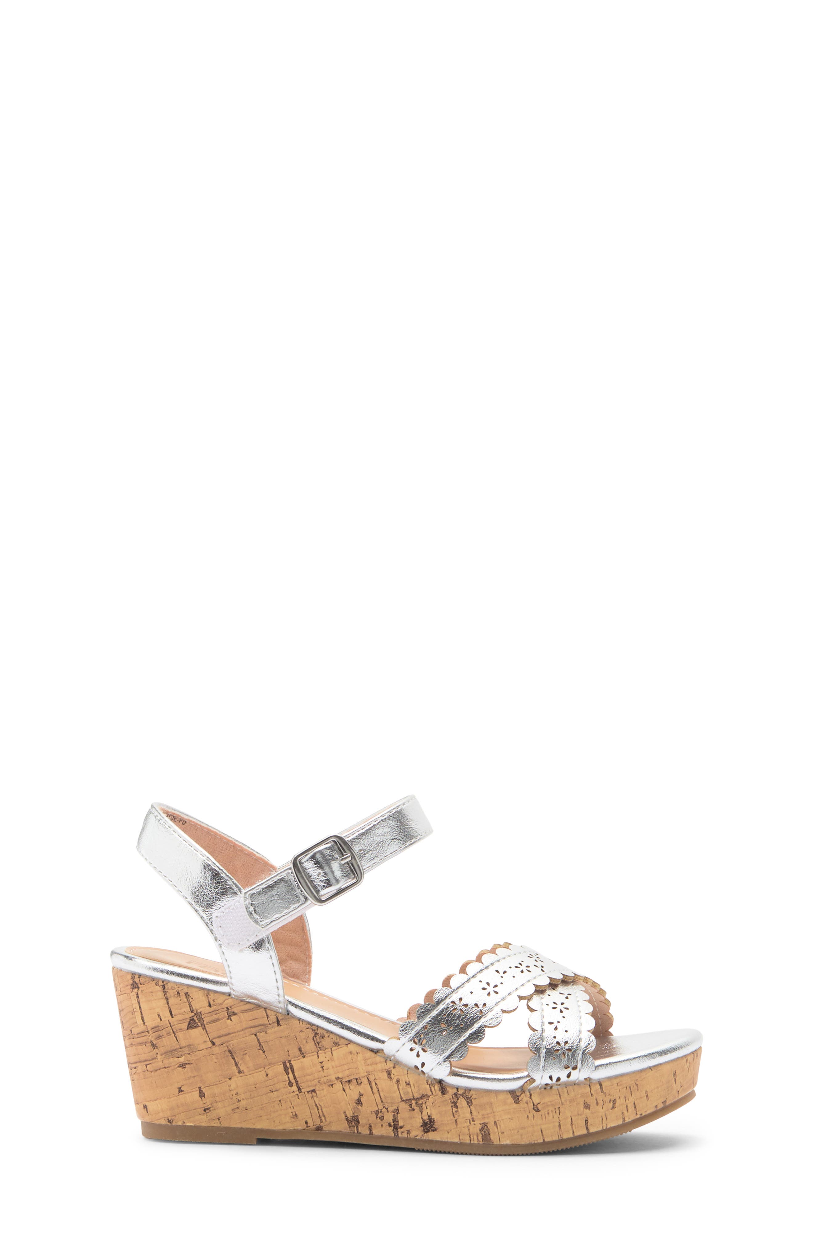 NORDSTROM RACK Kids' Jayde Wedge Sandal, Alternate, color, Silver