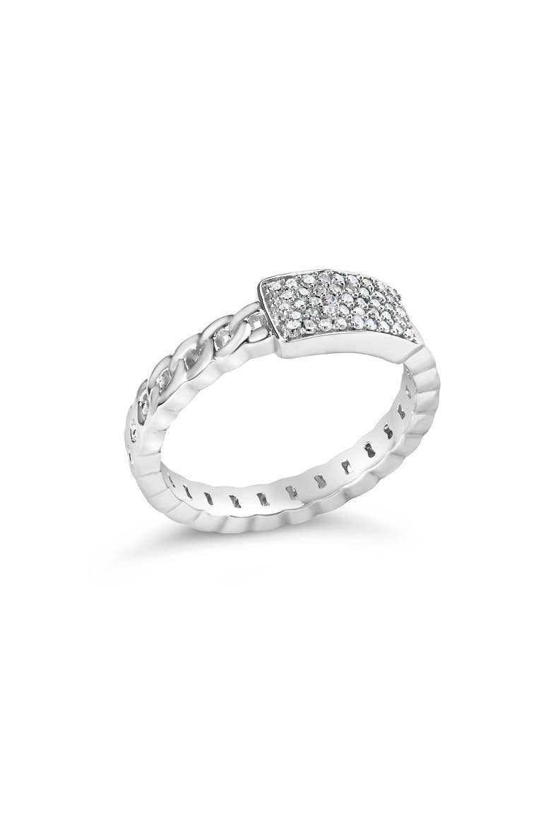 Silver 1/5 Cttw Diamond ID and Cuban Link Band Ring, Alternate, color, Silver