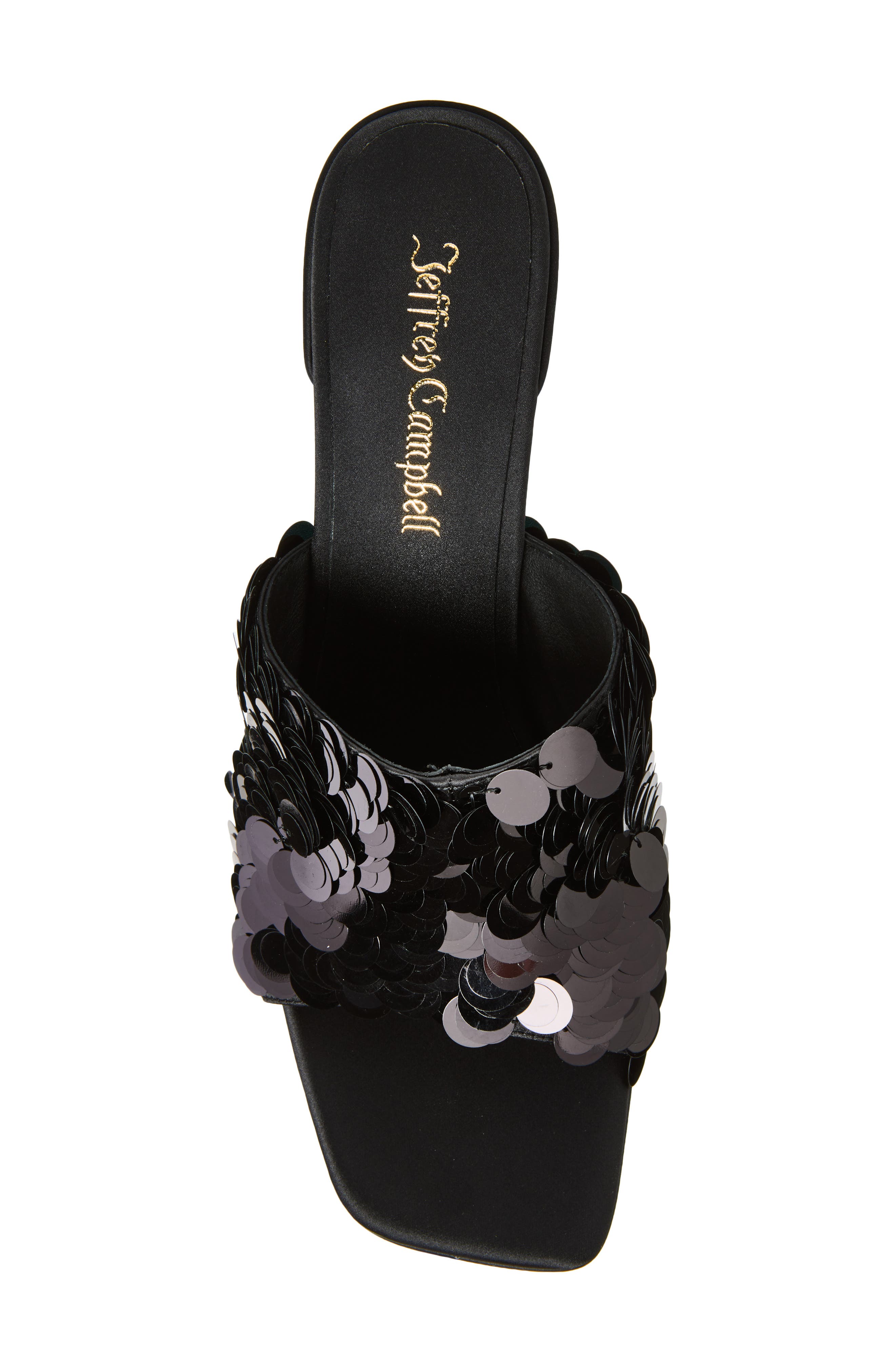 Jeffrey Campbell Bailar Sequin Sandal, Alternate, color, Black Satin Combo