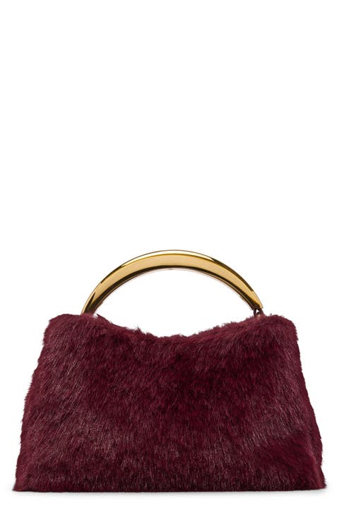 Minckaax Faux Fur Top Handle Bag