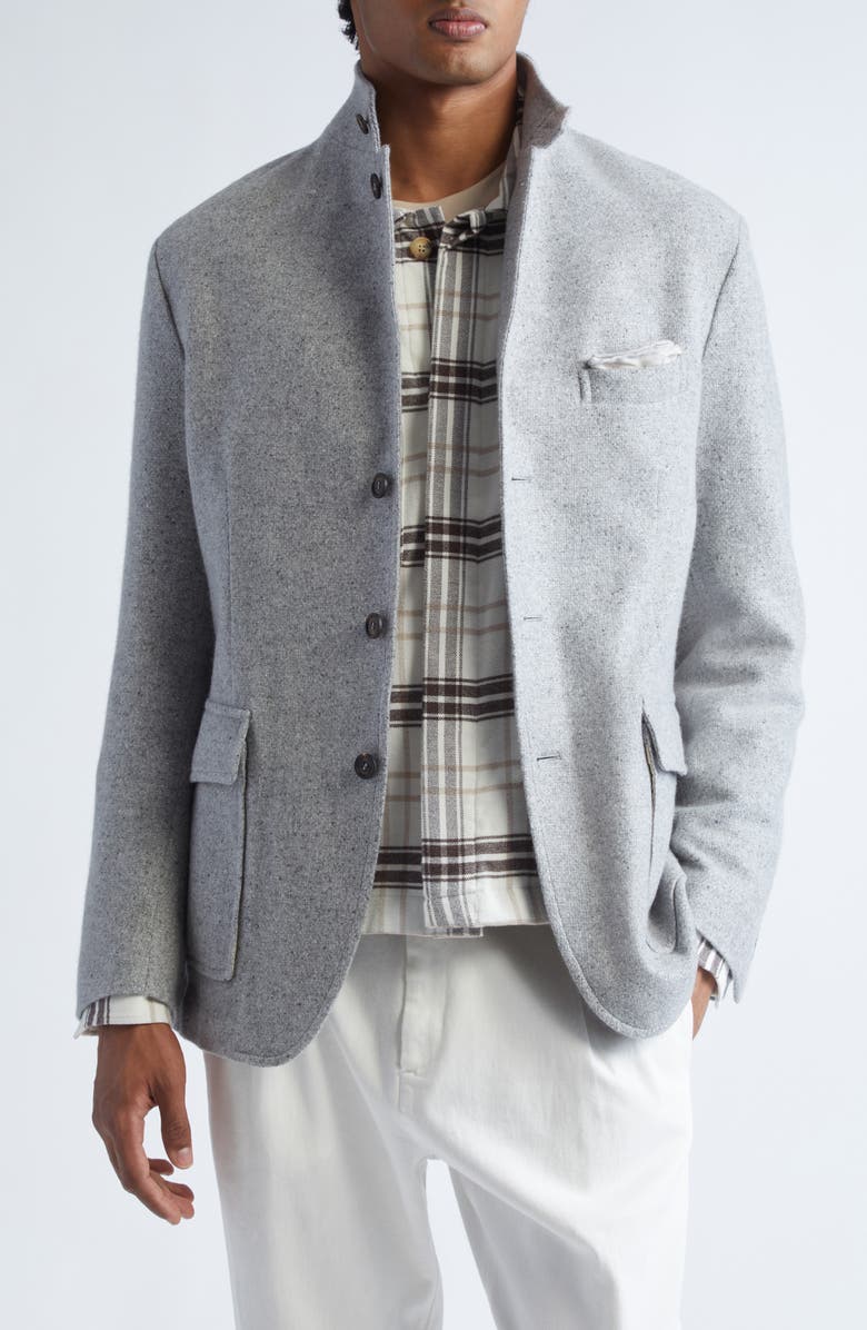 Eleventy Single Breasted Cashmere & Silk Jacket, Main, color, Light Gray Melange