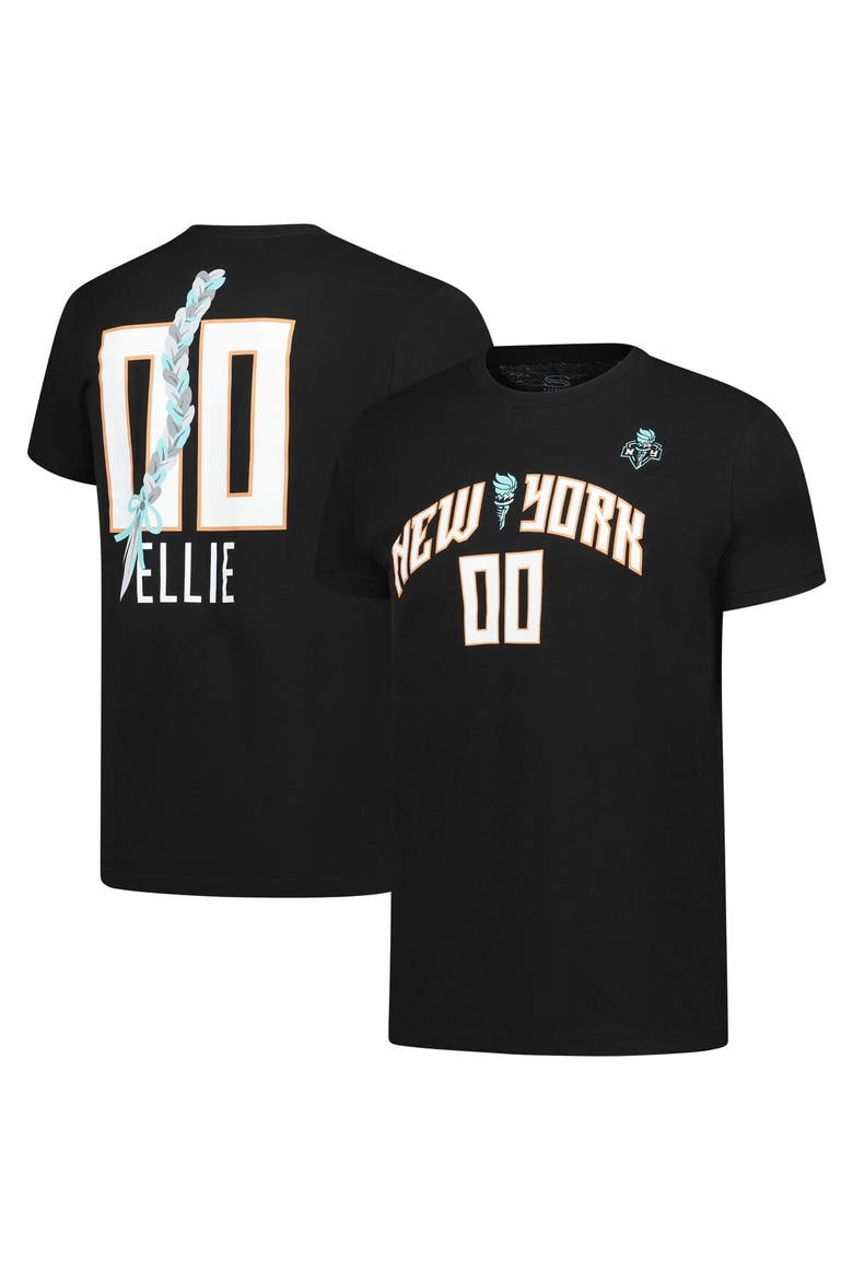 Unisex Stadium Essentials Black New York Liberty Ellie Mascot Name & Number T-Shirt, Main, color, Black