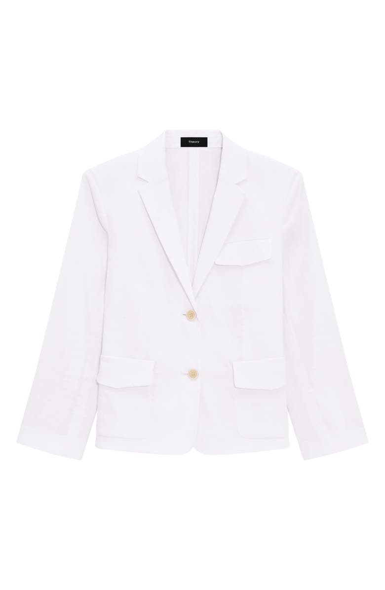 Theory Shrunken Linen Blend Jacket, Alternate, color, White