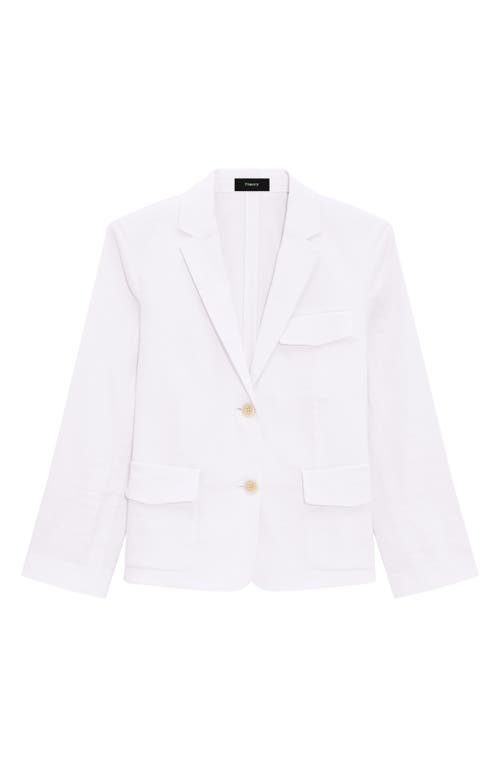 Theory Shrunken Blazer In Good Linen In White