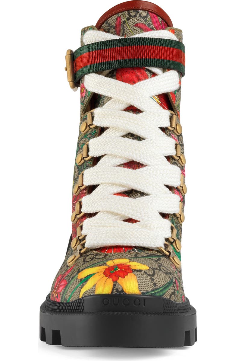 Gucci Trip GG Floral GG Supreme Combat Boot, Alternate, color,